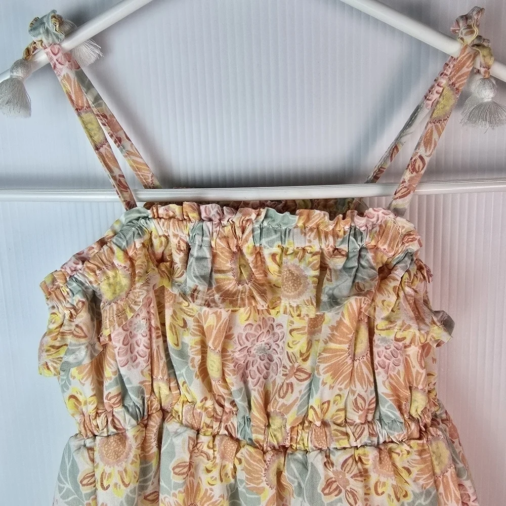 Tommy Bahama Girls Peach White Pink Sundress with Spaghetti Straps Size 5 Summer